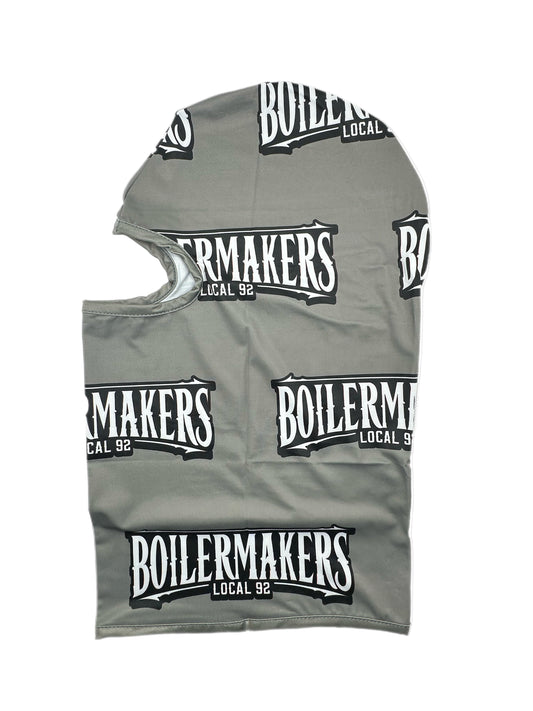 Gray balaclava with 'Boilermakers Local 92' logo on a white background